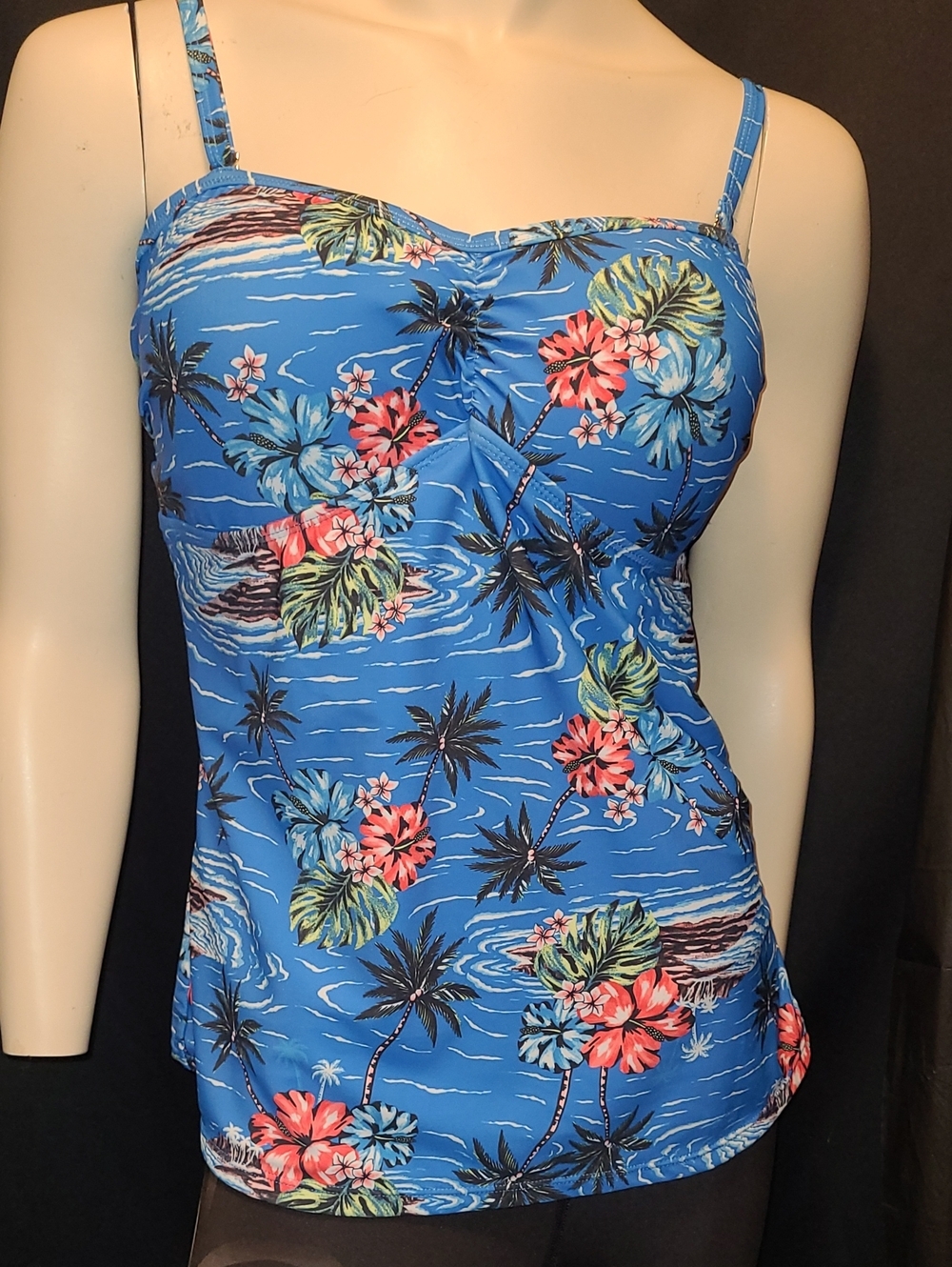 ACX Y2K Blue Tropical Floral Tank Top  Xlw